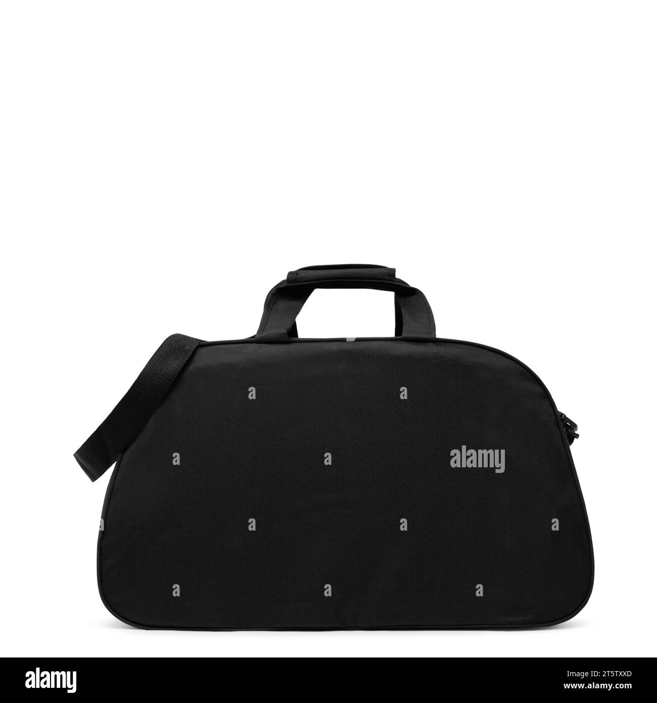 Close Up Outdoor trendige Sport Custom Nylon Umhängetasche Duffle Gym Reisetaschen für Männer Frauen isoliert auf weißem Hintergrund. Rückansicht. Stockfoto