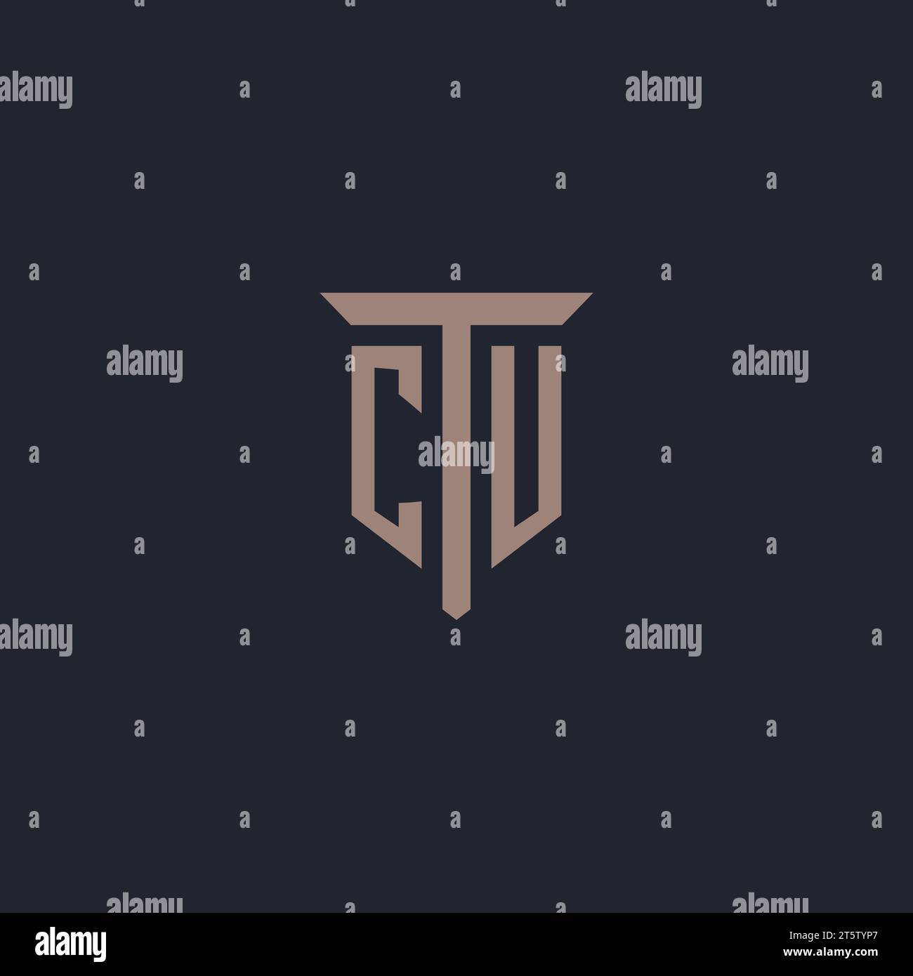 CU Initial-Logo-Monogramm mit Säulen-Symbol-Design-Vektor Stock Vektor