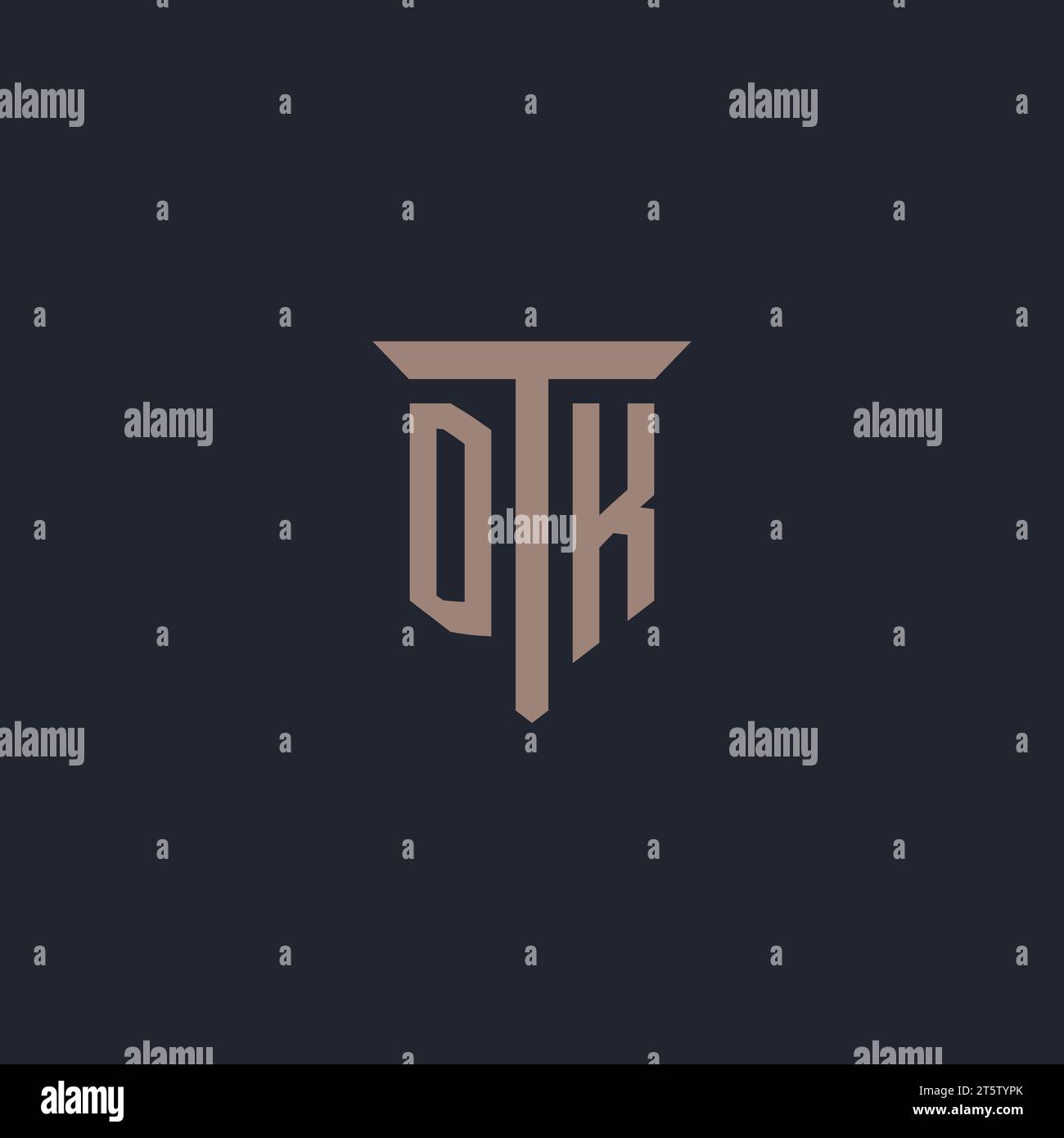 DK Initial-Logo-Monogramm mit Säulen-Symbol-Design-Vektor Stock Vektor
