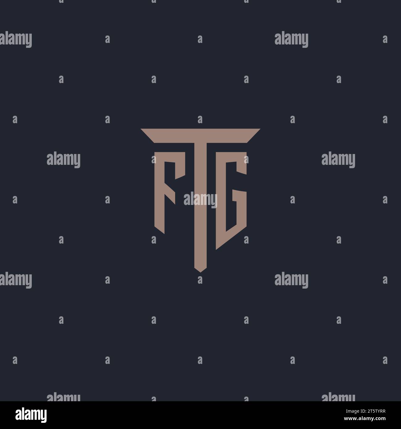 FG Initial-Logo-Monogramm mit Säulen-Symbol-Design-Vektor Stock Vektor