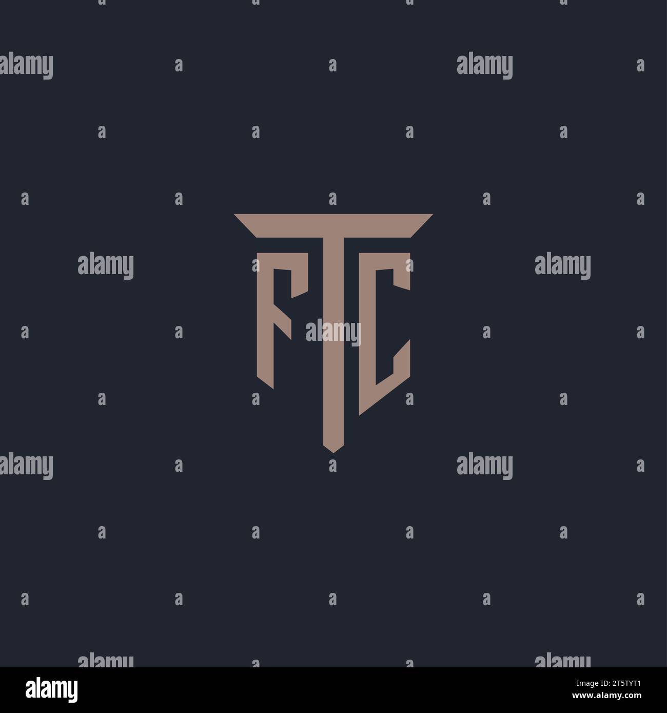 FC Initial-Logo-Monogramm mit Vektor mit Säulen-Symbol Stock Vektor