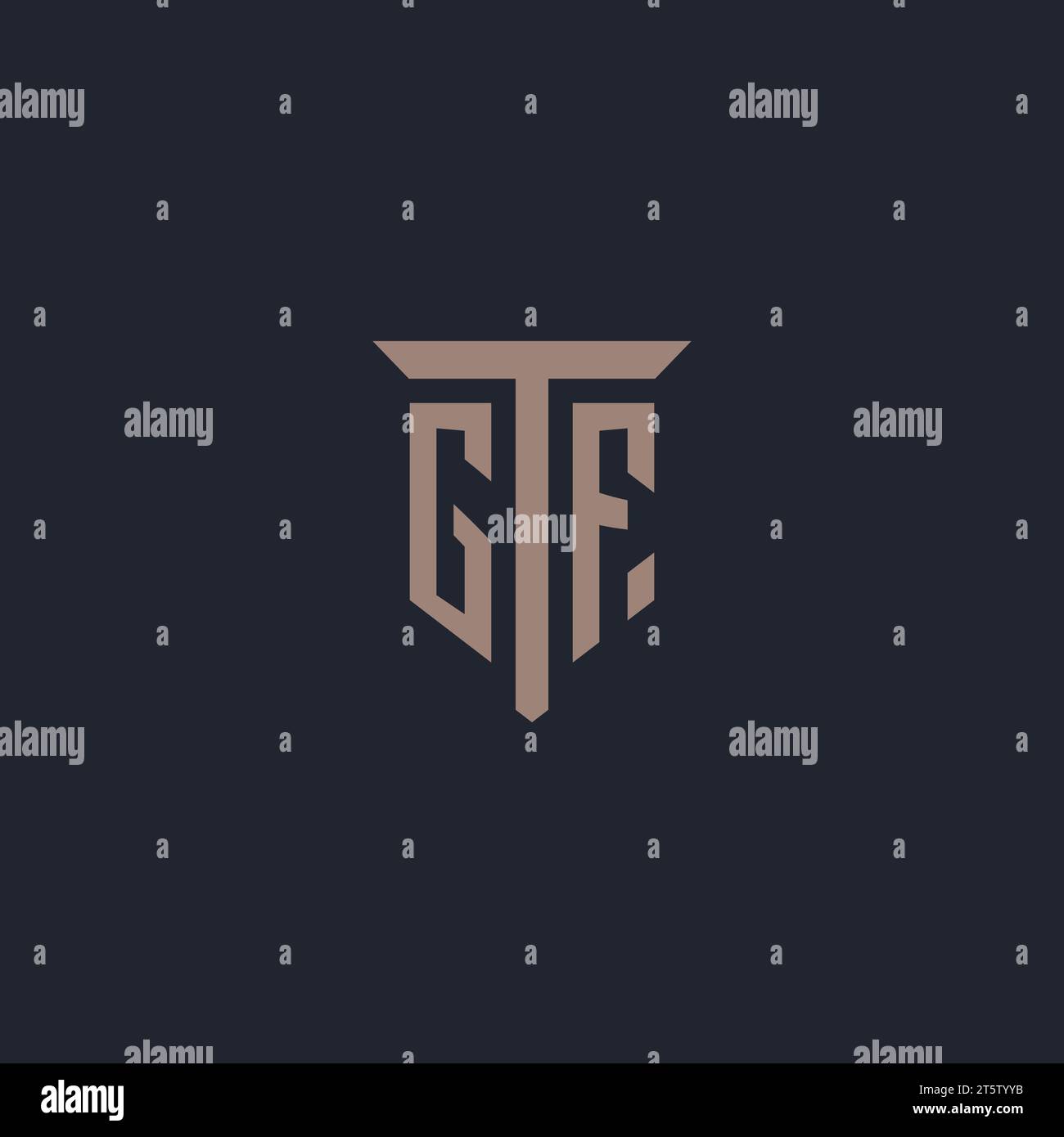 GF Initial-Logo-Monogramm mit Säulen-Symbol-Design-Vektor Stock Vektor