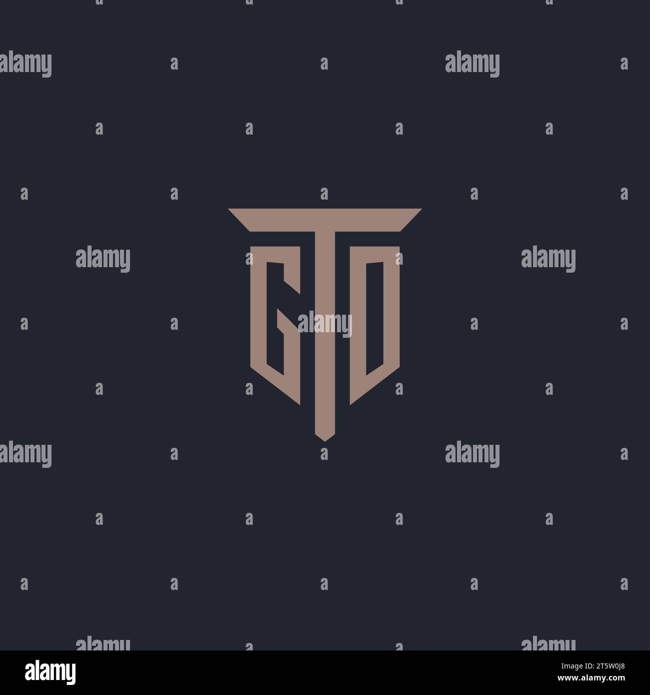 GEHEN SIE zum ersten Logo-Monogramm mit dem Symbol-Design der Säule Stock Vektor