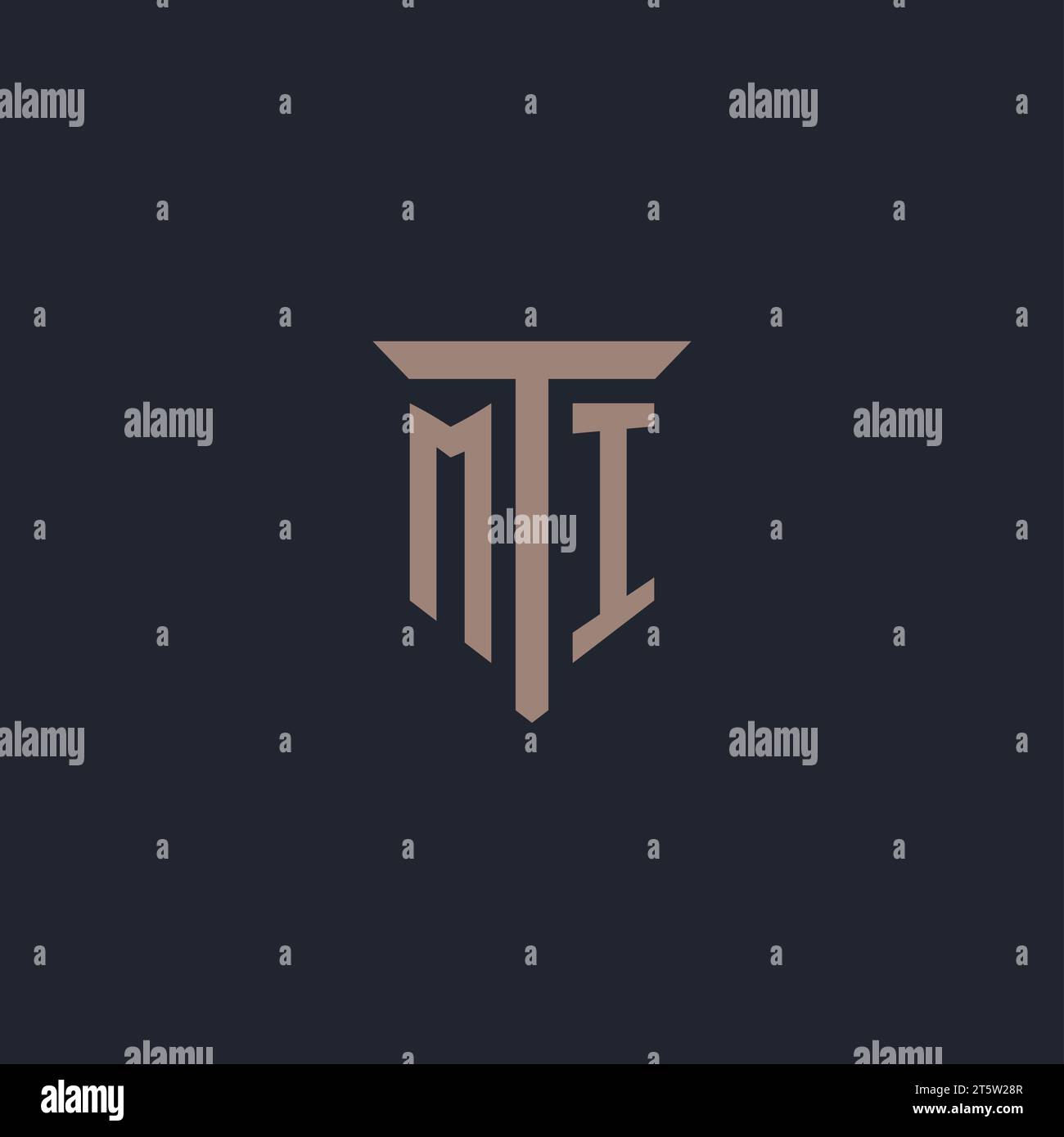 MI Initial-Logo-Monogramm mit Säulen-Symbol-Design-Vektor Stock Vektor
