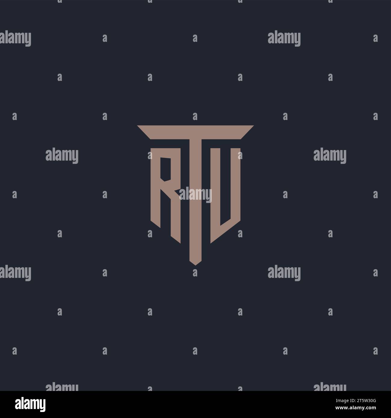Ru Initial-Logo-Monogramm mit Vektor im Säulensymbol-Design Stock Vektor