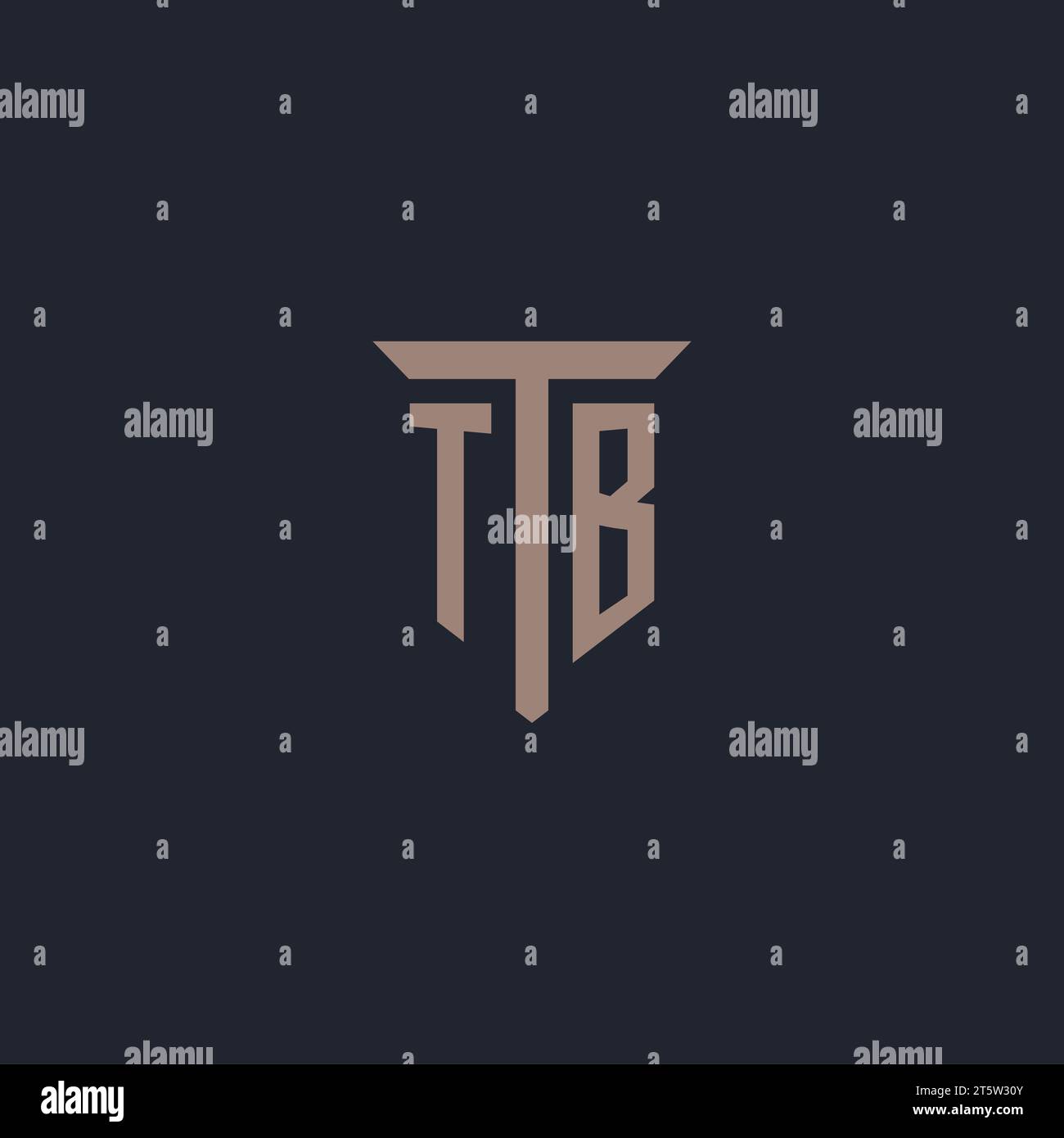 TB Initial-Logo-Monogramm mit Symbol-Design-Vektor der Säule Stock Vektor