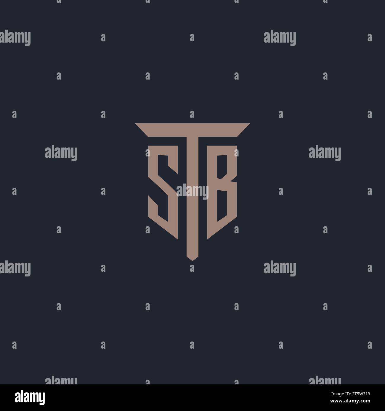 SB Initial-Logo-Monogramm mit Säulen-Symbol-Design-Vektor Stock Vektor