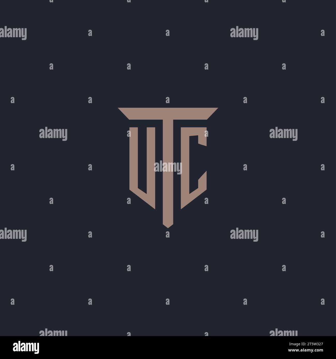 UC-Initial-Logo-Monogramm mit Säulen-Symbol-Design-Vektor Stock Vektor