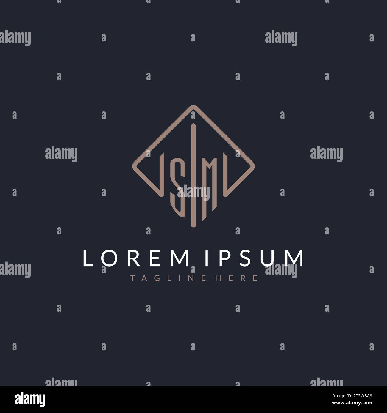 SM Initial Logo mit geschwungenen rechteckigen Design-Ideen Stock Vektor