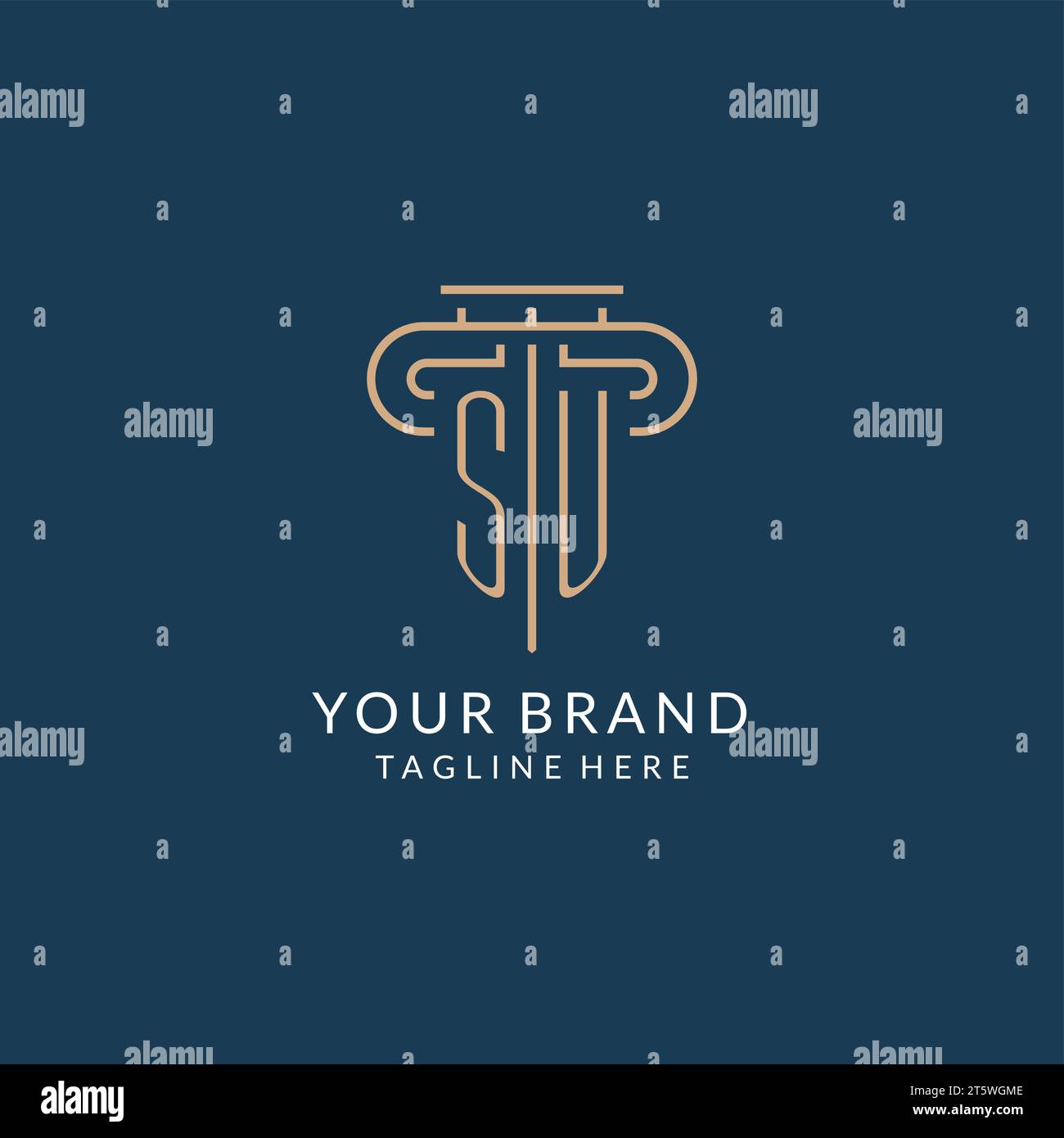 Initial Letter SU Säule Logo, Anwaltskanzlei Logo Inspiration Vektorgrafik Stock Vektor