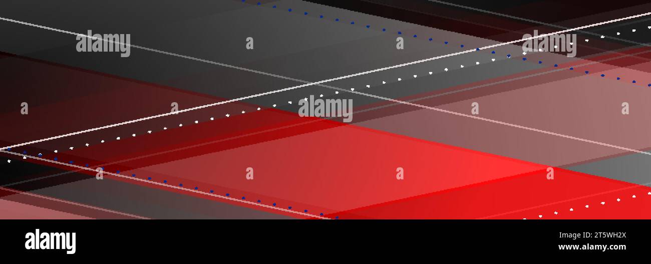 Graues und rotes Banner mit minimaler geometrischer abstrakter Technologie. Vektorhintergrund Stock Vektor