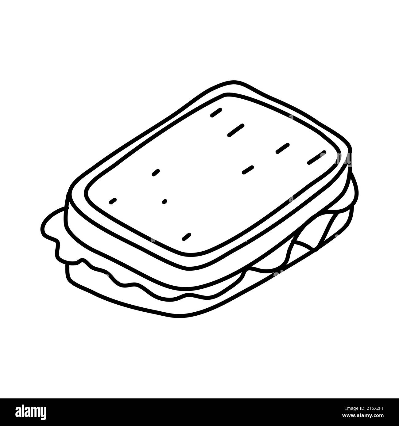 Kritzelbild von einem Sandwich. Handgezeichnete Vektorgrafik. Stock Vektor