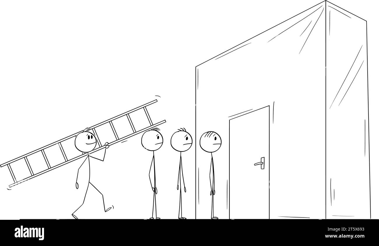 Finde deinen Weg über das Hindernis, Illustration der Vektor-Cartoon-Stick-Figur Stock Vektor