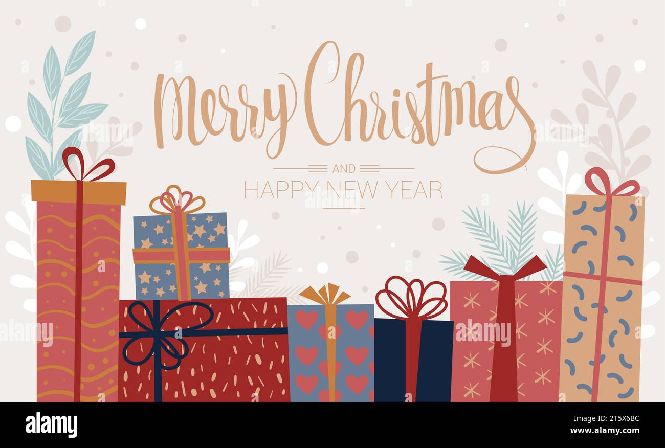 Geschenkschachteln für Weihnachten. Stock Vektor