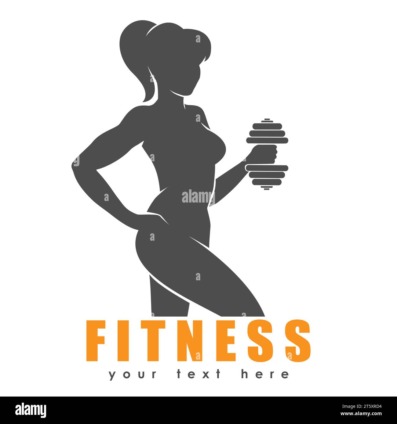 Design-Vorlage für Fitness-Logo mit Atletic Girl Silhouette isoliert auf weiß. Vektorabbildung. Stock Vektor