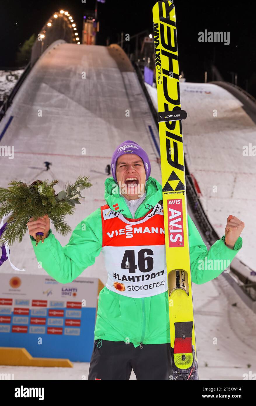 FIS NORDISCHE SKI-WELTMEISTERSCHAFTEN Skisprung Männer Großschanze Individuum Andreas Wellinger (DE) // Andreas Wellinger aus Deutschland gewinnt die Silbermedaille Stockfoto