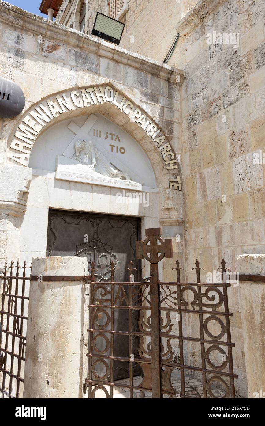 Armenisch-katholische Patriarchatskapelle an der Al-Wad Road, Altstadt von Jerusalem, Israel. Stockfoto