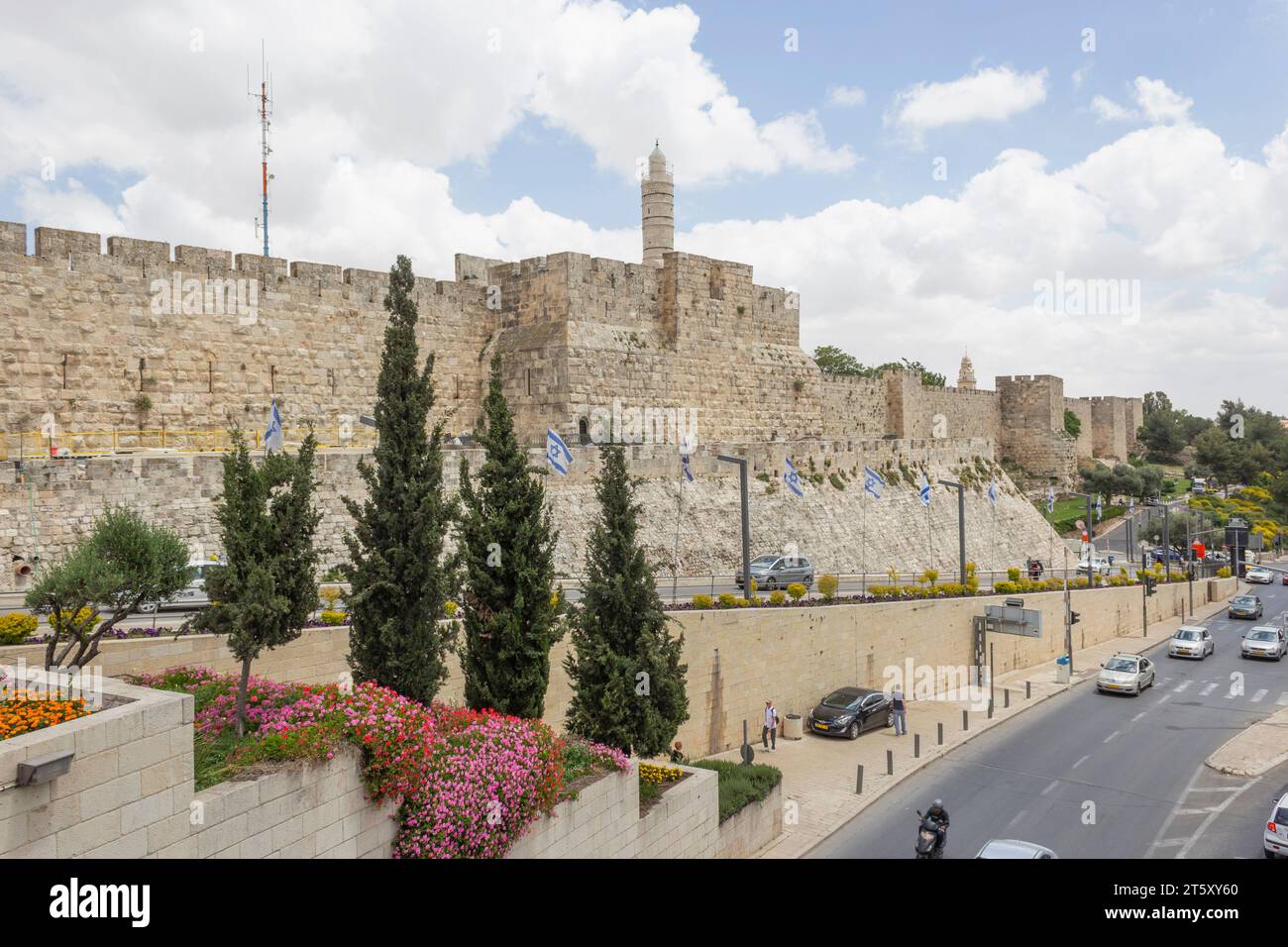 Außenansicht der Mauer in der alten Stadt von Jerusalem, Israel Stockfoto