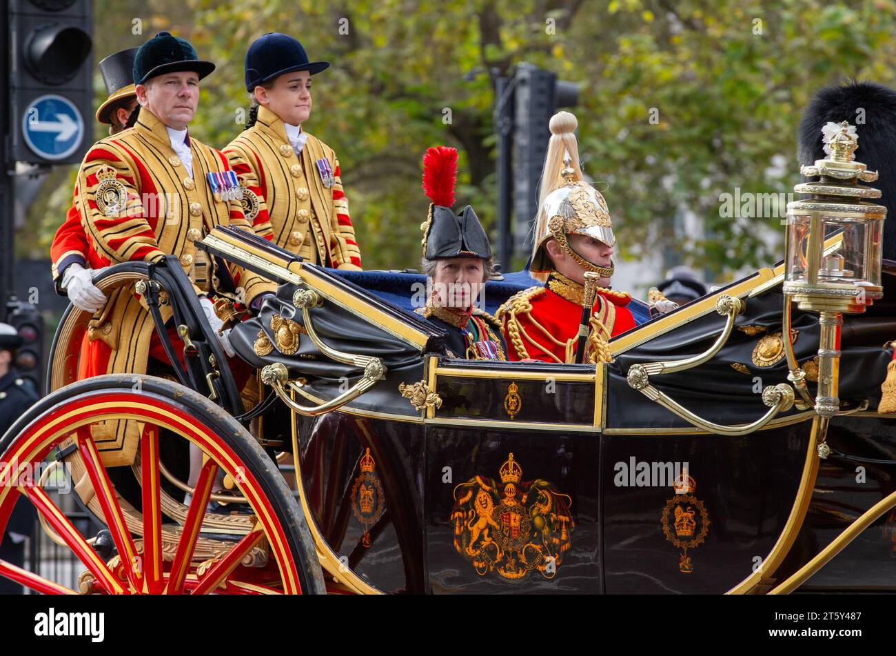 London, Großbritannien. November 2023. London, Großbritannien. November 2023. Prinzessin Anne, Prinzessin Königspalast von Westminster zur Eröffnung des Parlaments. Es wird seine Majestät König Charles III. Erste Rede des Königs sein, seit er Monarch wurde. Credit: Richard Lincoln/Alamy Live News Credit: Richard Lincoln/Alamy Live News Stockfoto