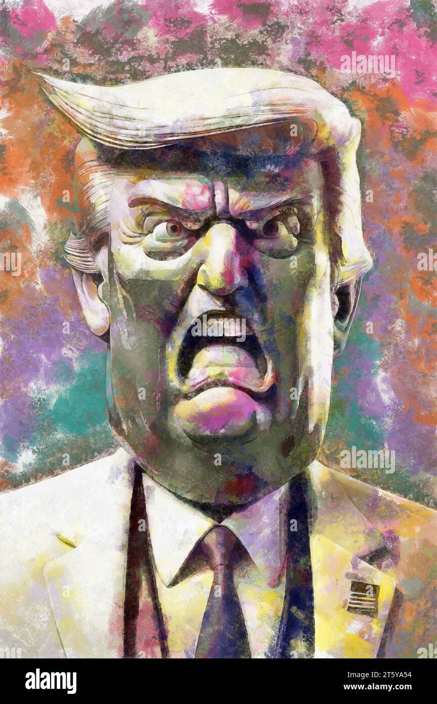 Illustrationen Cartoon portret Trump Stockfoto