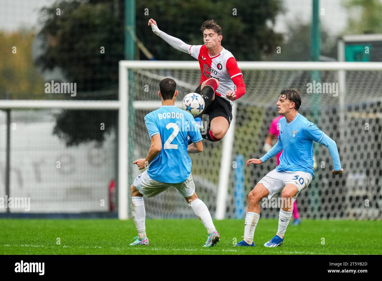 Formello, Italien. November 2023. Formello - Thijs Kraaijeveld von Feyenoord O19 während der vierten Etappe der Gruppenphase der UEFA Youth League zwischen S.S. Lazio O19 und Feyenoord O19 im Centro sportivo di Formello am 7. November 2023 in Formello, Italien. Credit: Box to Box Pictures/Alamy Live News Stockfoto