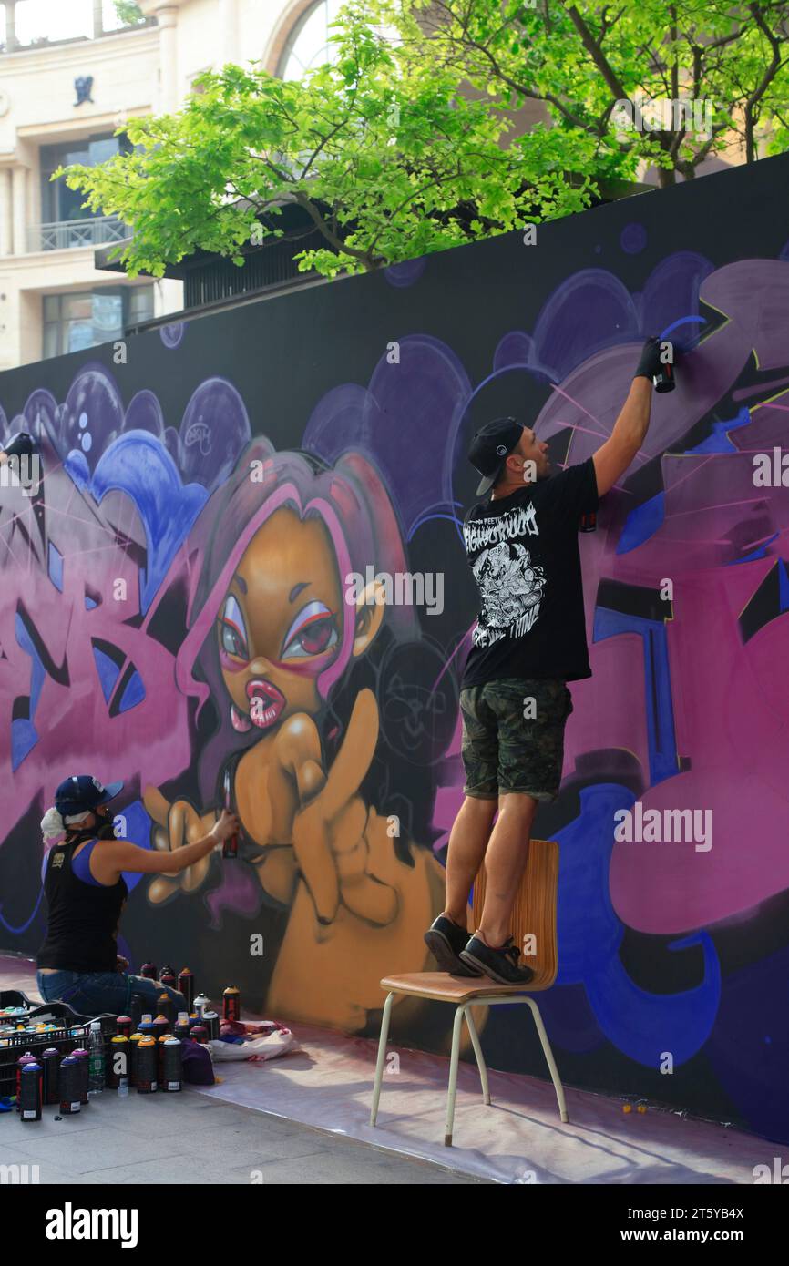 Peking - 8. Mai: Wandmalerei Produktionstechnik, 8. Mai 2016, Peking, China Stockfoto