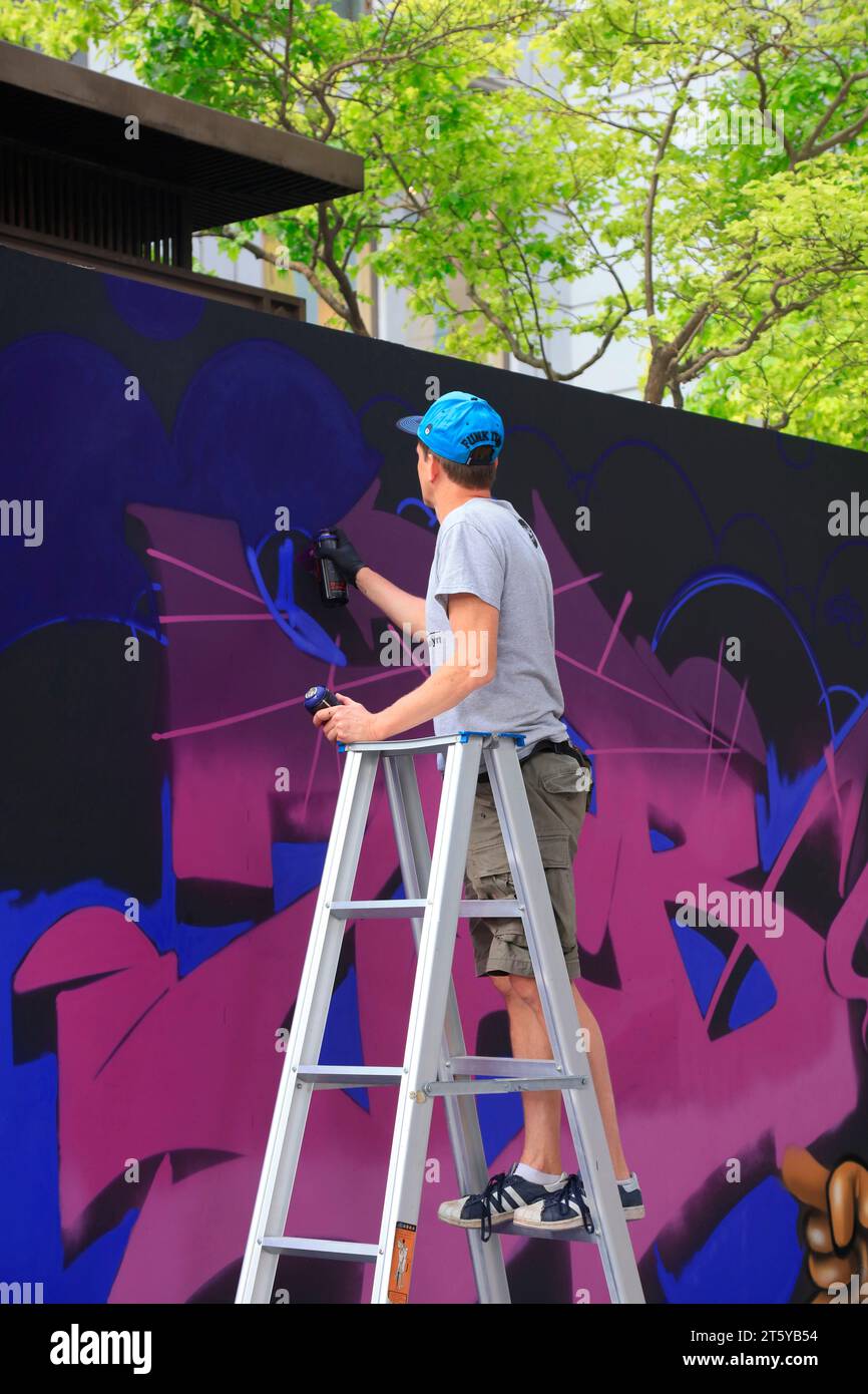 Peking - 8. Mai: Wandmalerei Produktionstechnik, 8. Mai 2016, Peking, China Stockfoto