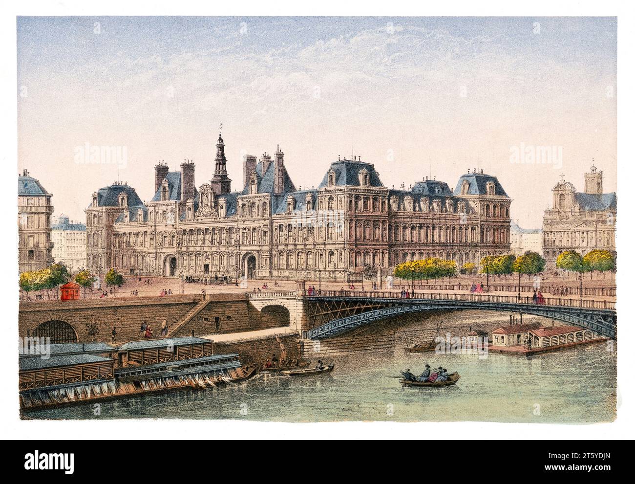 Alte Aussicht auf den Louvre, Paris. Von Rivière, publ. In Paris, CA 1875 Stockfoto