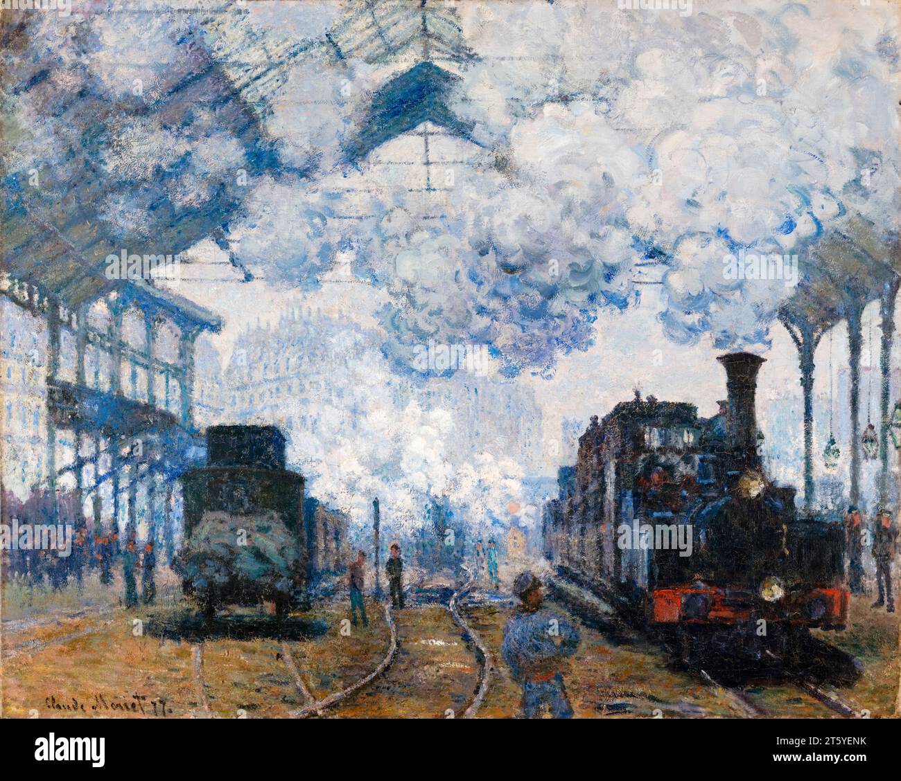 Claude Monet, der Gare Saint-Lazare, Ankunft eines Zuges, Ölgemälde auf Leinwand, 1877 Stockfoto