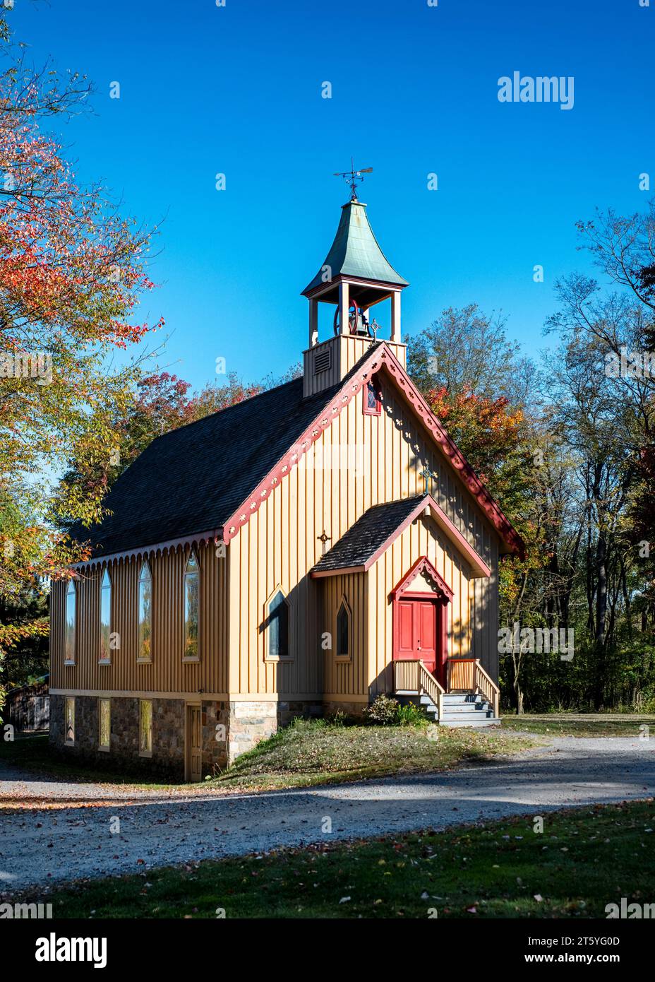 St James Episcopal Church, die den Einwohnern des Eckley Miners Village diente. Stockfoto