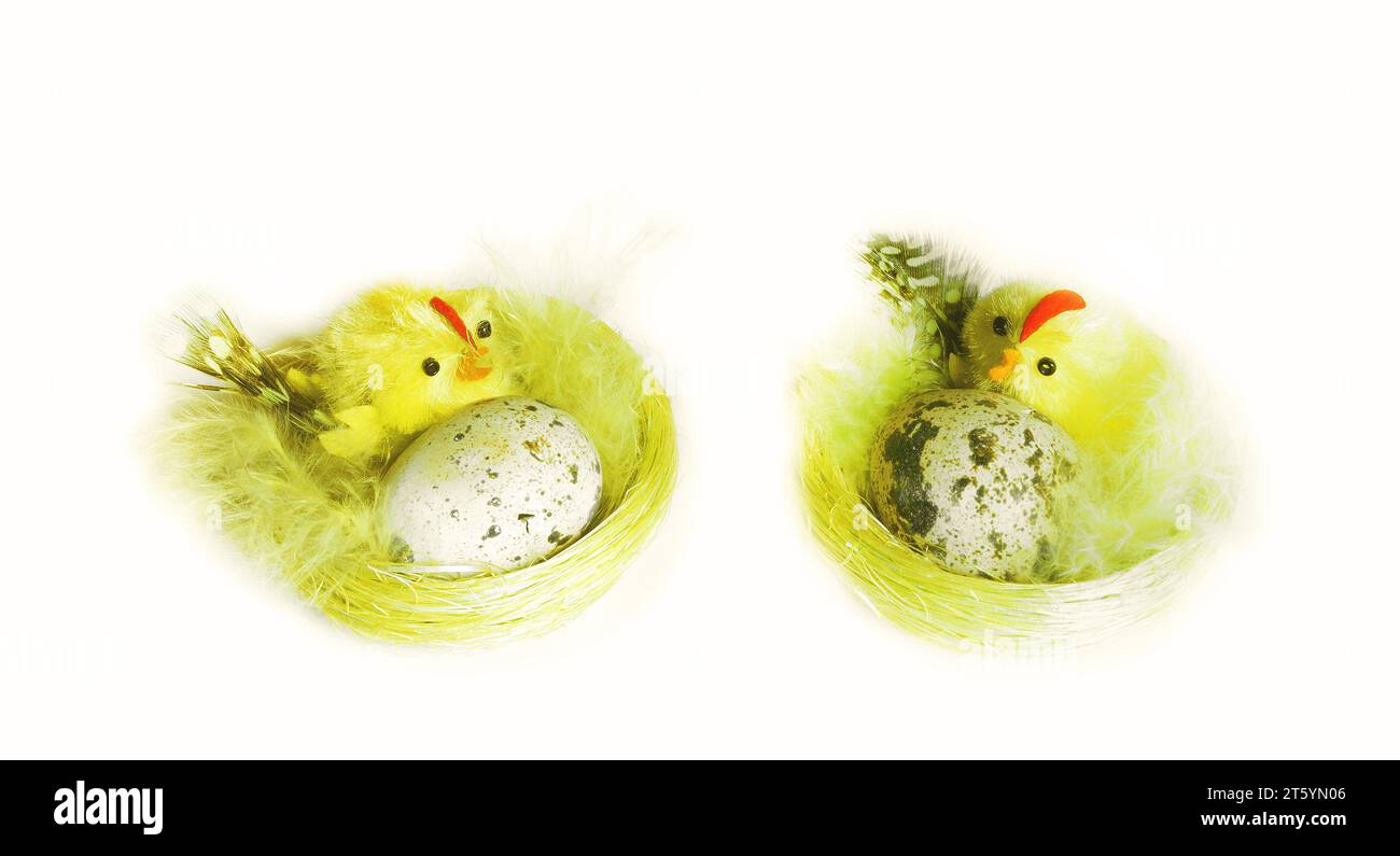 Handgemachte Vogelnester, auf weiß gesetzt Stockfoto