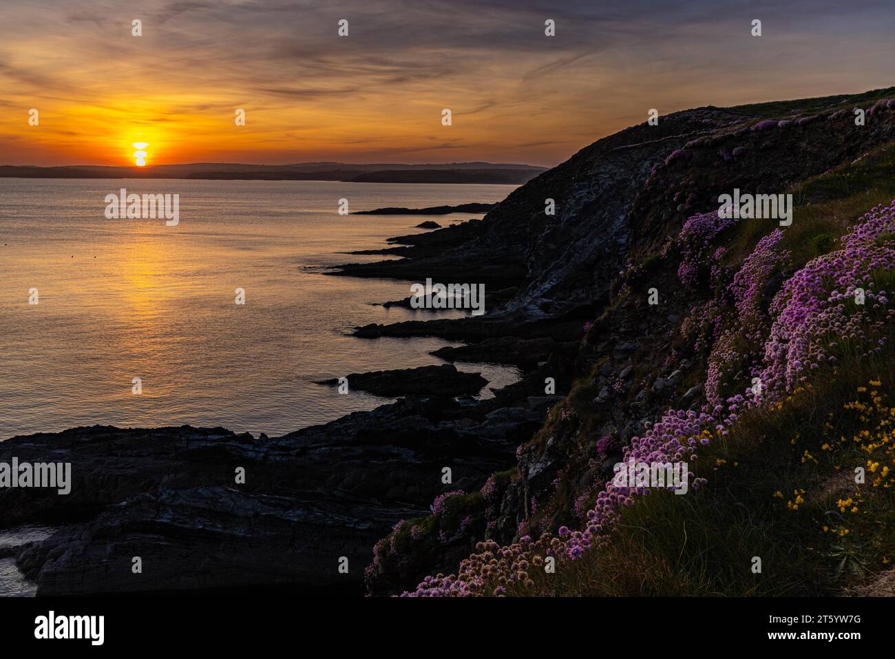 Sonnenuntergang in Galley Head, County Cork, Irland Stockfoto