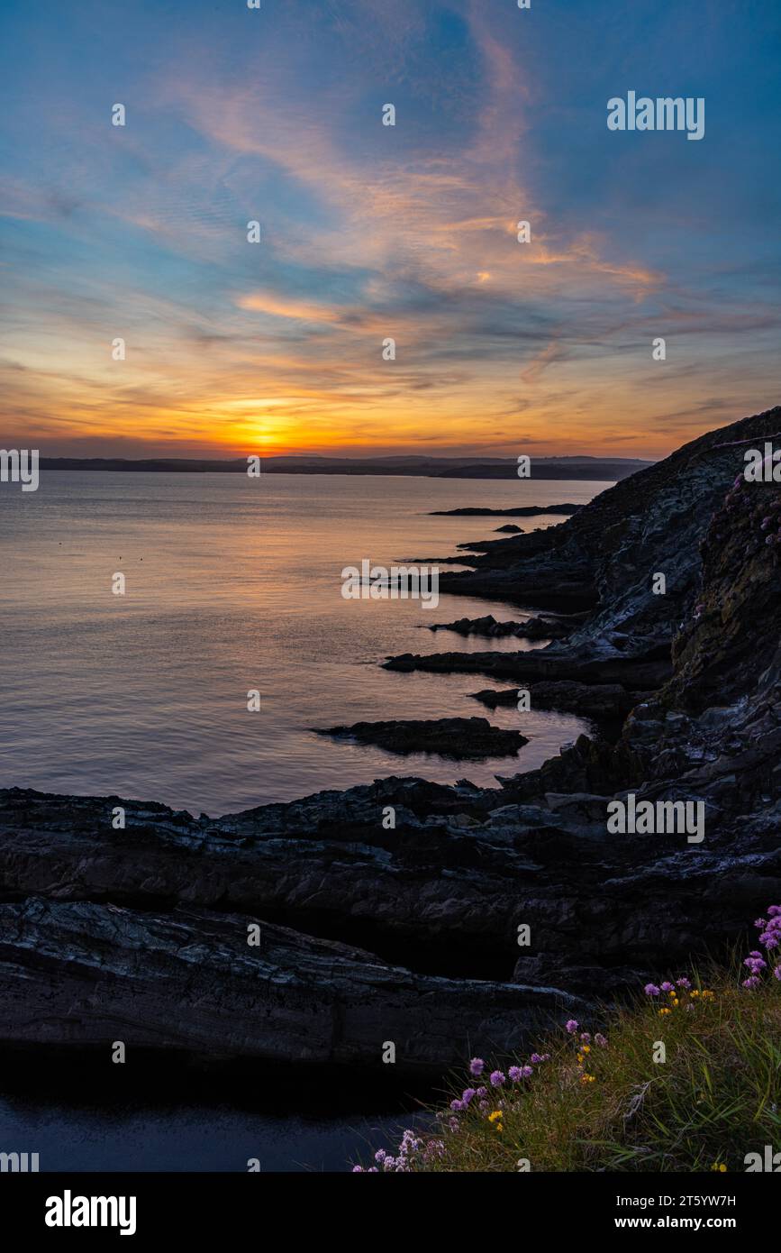 Sonnenuntergang in Galley Head, County Cork, Irland Stockfoto