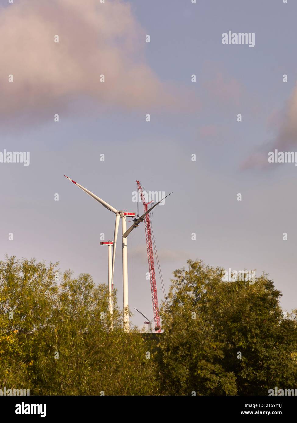 giga-Windturbinen im Bau Stockfoto