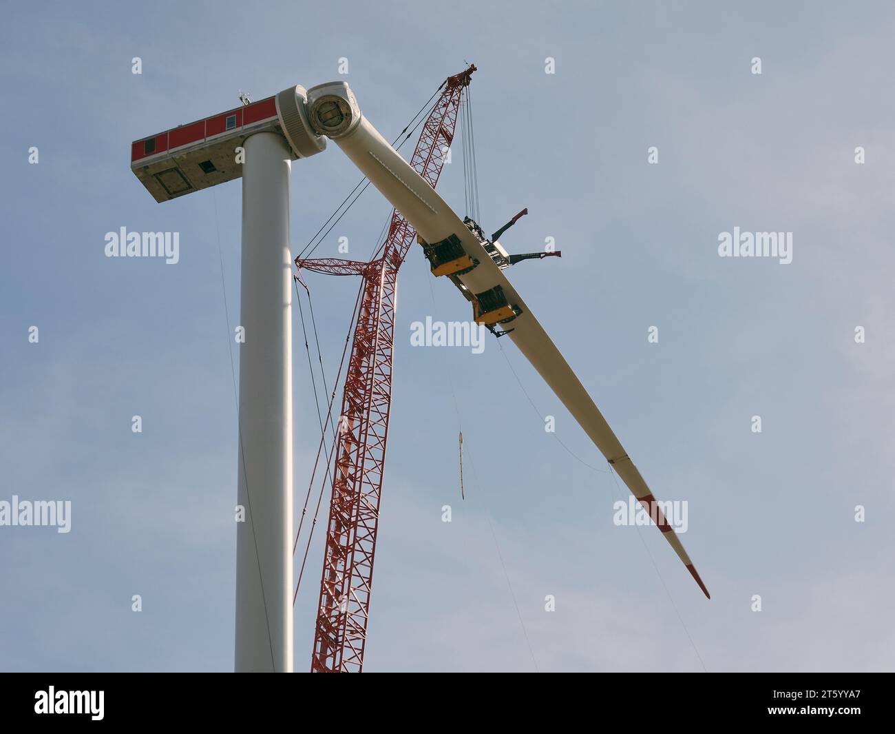 giga-Windturbinen im Bau Stockfoto