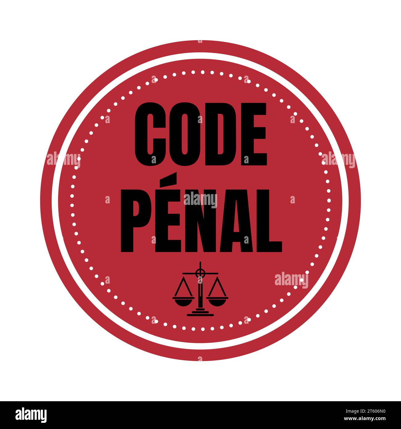 Das Symbol für das Strafcode-Symbol heißt Code strafrechtlich in französischer Sprache Stockfoto