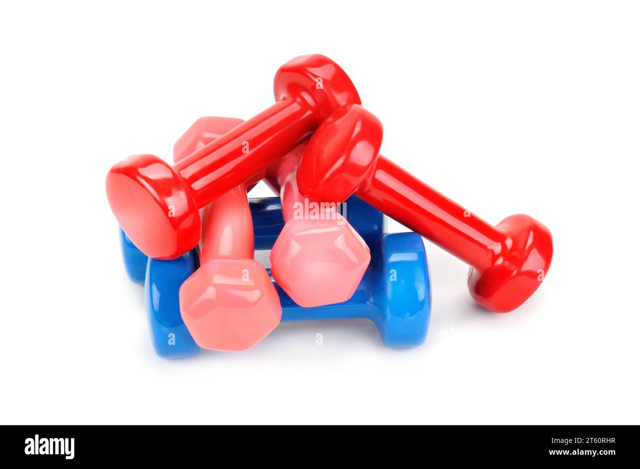 Set mit Kurzhanteln isoliert auf weißem Hintergrund. Sportausrüstung. Stockfoto