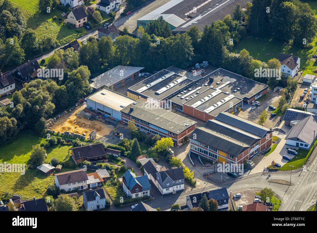 Luftaufnahme, Bau- und Weiterbildungszentrum, Ausbildungszentrum, Fellinghausen, Kreuztal, Siegerland, Nordrhein-Westfalen, Deutschland Stockfoto