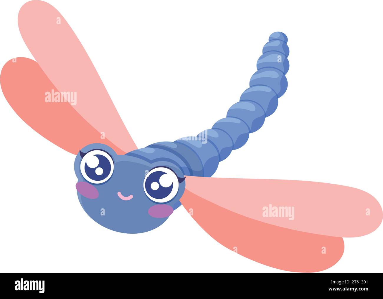 Isolierter niedlicher farbiger Libelleninsektencharakter Vektor Stock Vektor