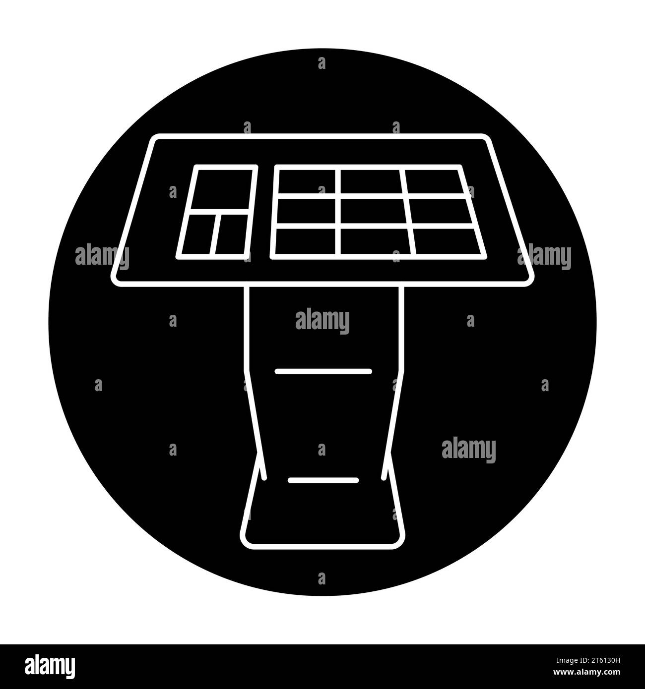 Symbol für interaktiven Informationskiosk in schwarzer Linie. Selbstbedienungsgerät. Piktogramm für Webseite, mobile App, Werbeaktion. Stock Vektor