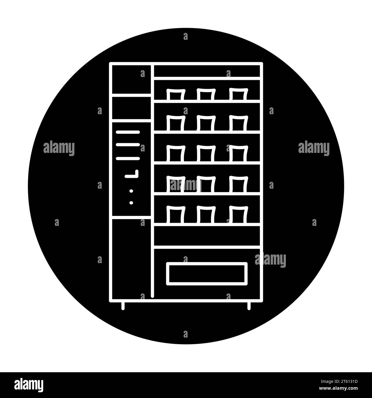 Selbstbestellender Snack in schwarzer Linie. Selbstbedienungsgerät. Piktogramm für Webseite, mobile App, Werbeaktion. Stock Vektor