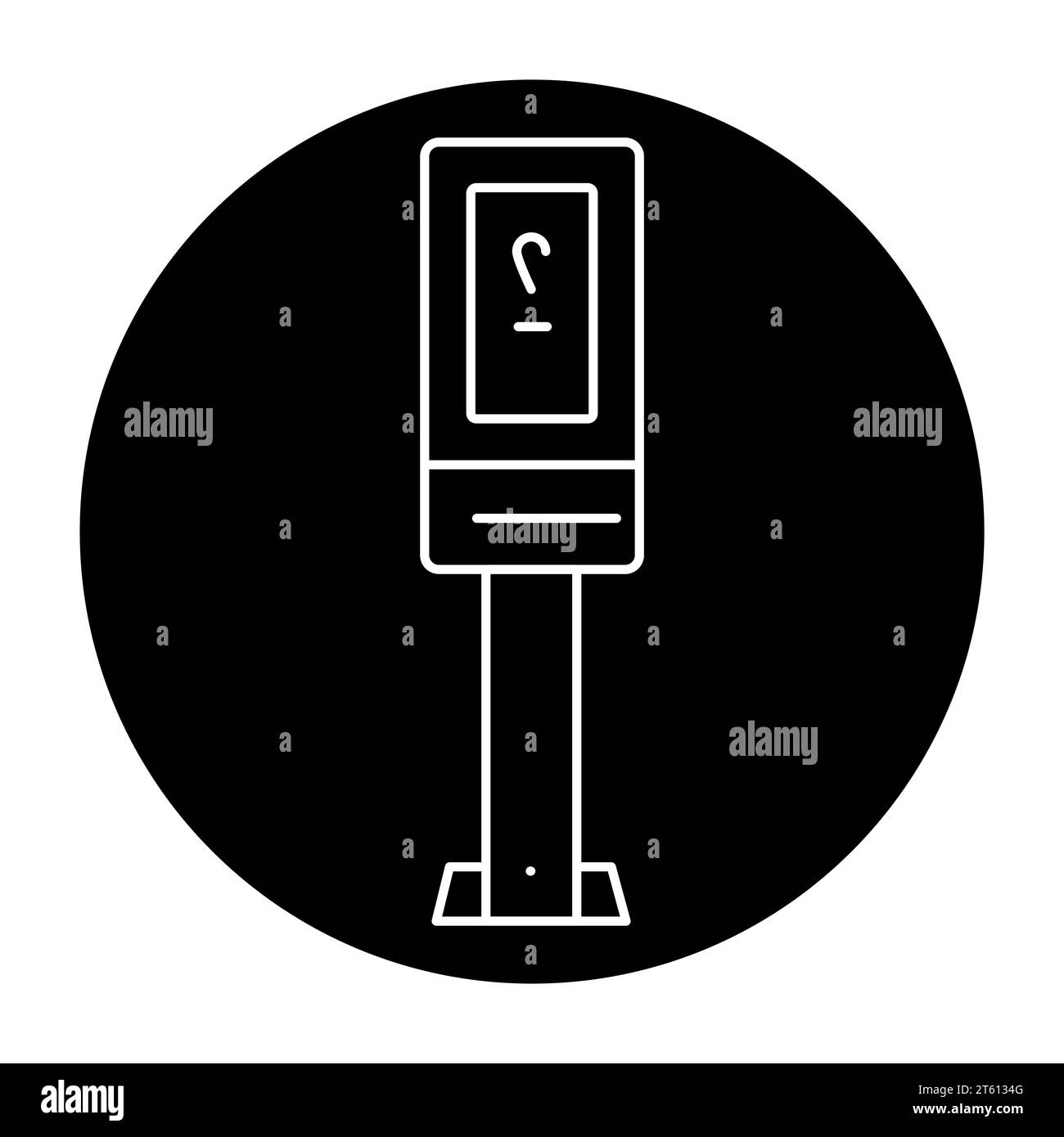 Symbol für den Ticketautomaten in schwarzer Linie. Selbstbedienungsgerät. Piktogramm für Webseite, mobile App, Werbeaktion. Stock Vektor