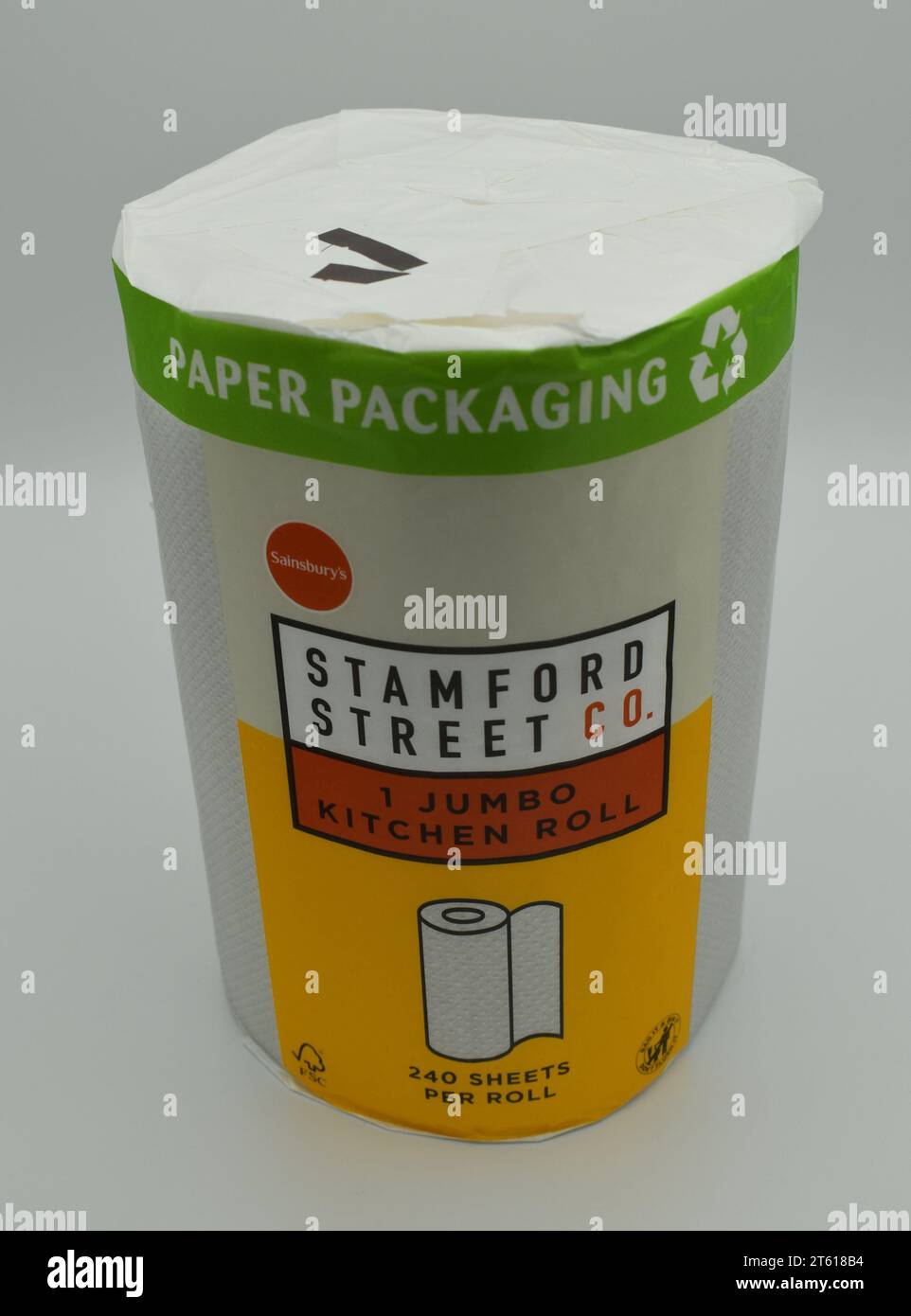Sainsbury's Supermarkt hat seine wertvollen Marken, einschließlich Küchenrollen, auf ein neues Label verlagert - Stamford Street Co. Stockfoto