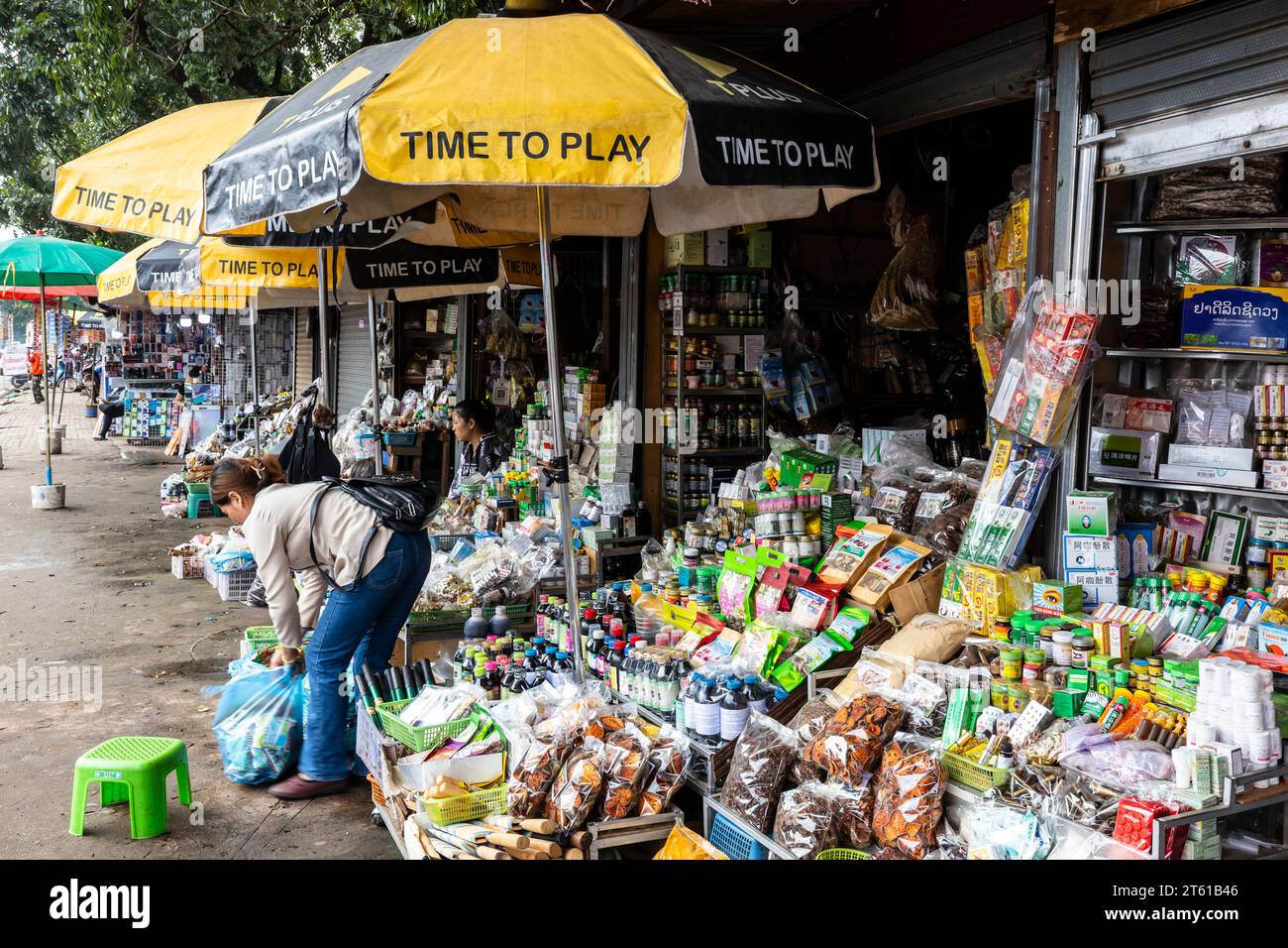 Straßenmarkt, in der Nähe von Talat Sao, Stadtzentrum, Vientiane, Laos, Südostasien, Asien Stockfoto