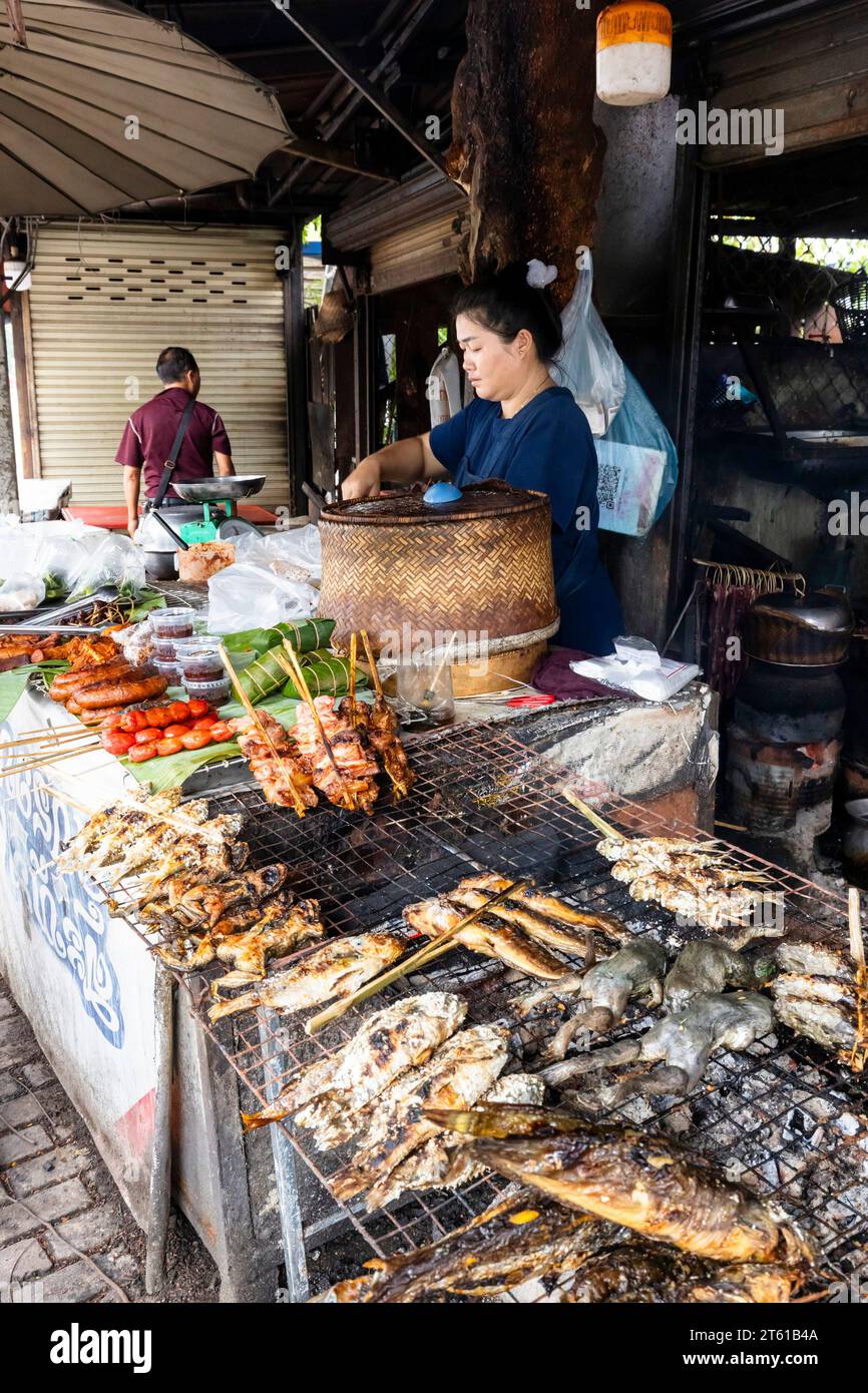 Straßenmarkt, in der Nähe von Talat Sao, Stadtzentrum, Vientiane, Laos, Südostasien, Asien Stockfoto