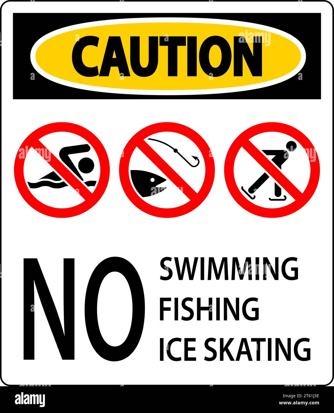 Verbotsschild Achtung - Kein Schwimmen, Angeln, Schlittschuhlaufen Stock Vektor