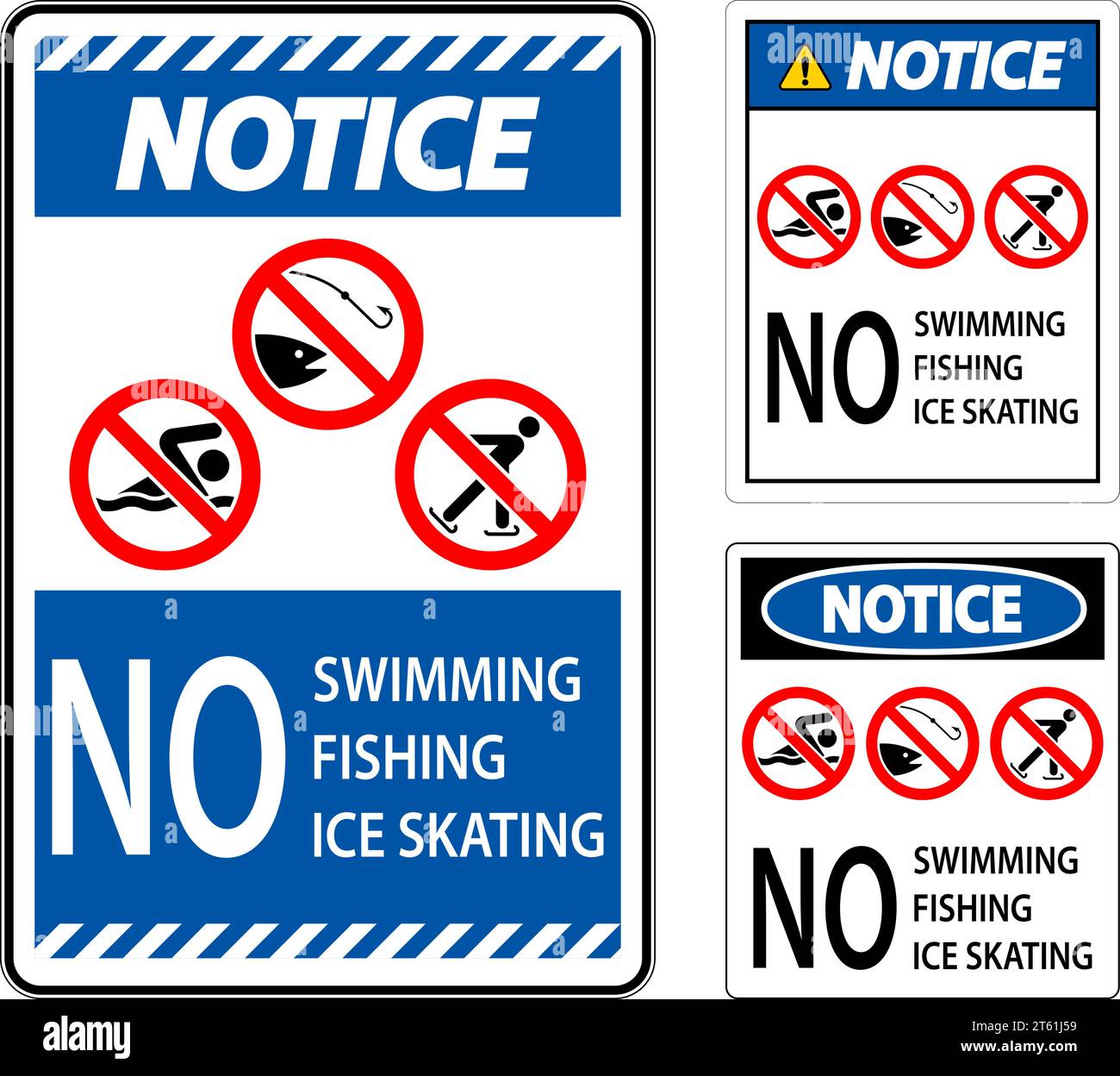 Verbotsschild - Schwimmen, Angeln, Schlittschuhlaufen Verboten Stock Vektor