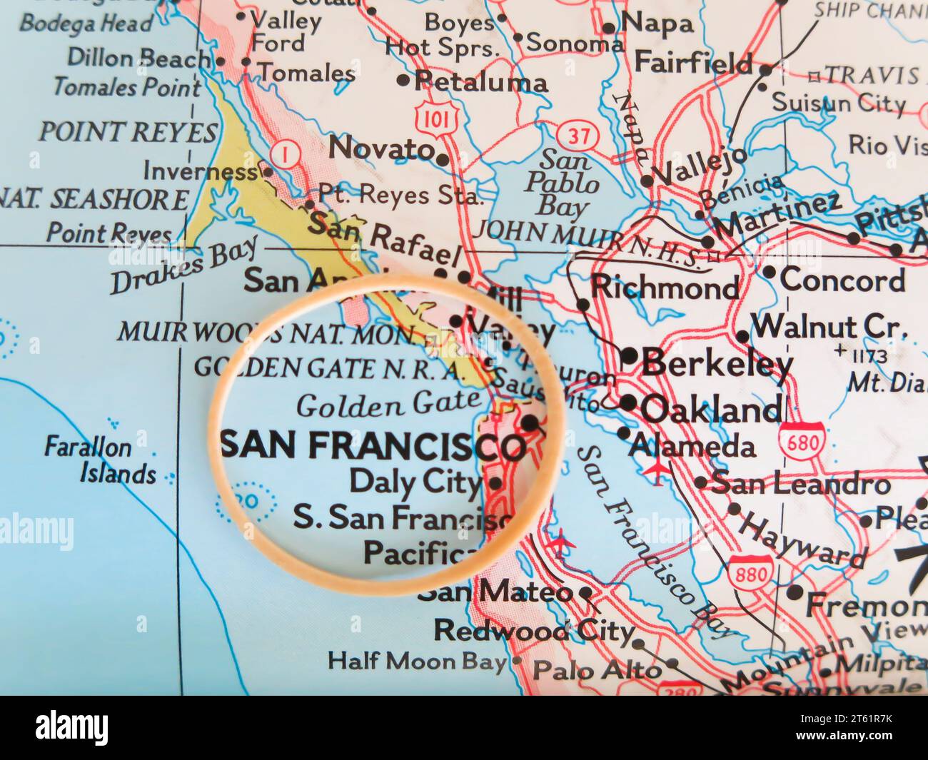 Karte - Nahaufnahme von San Francisco Stockfoto