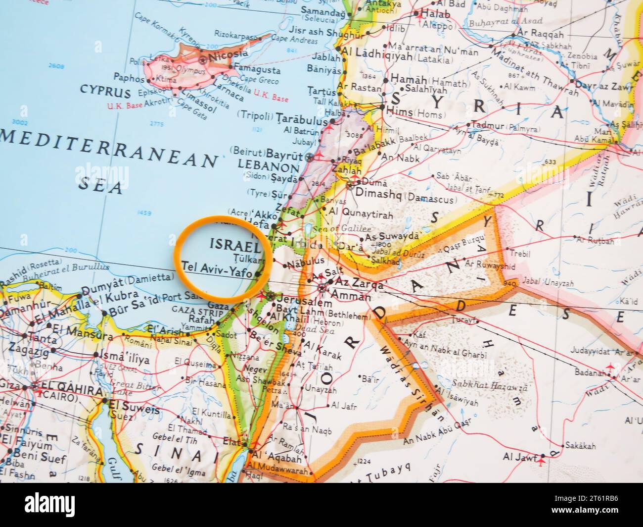 Karte - Nahaufnahme Israel Stockfoto