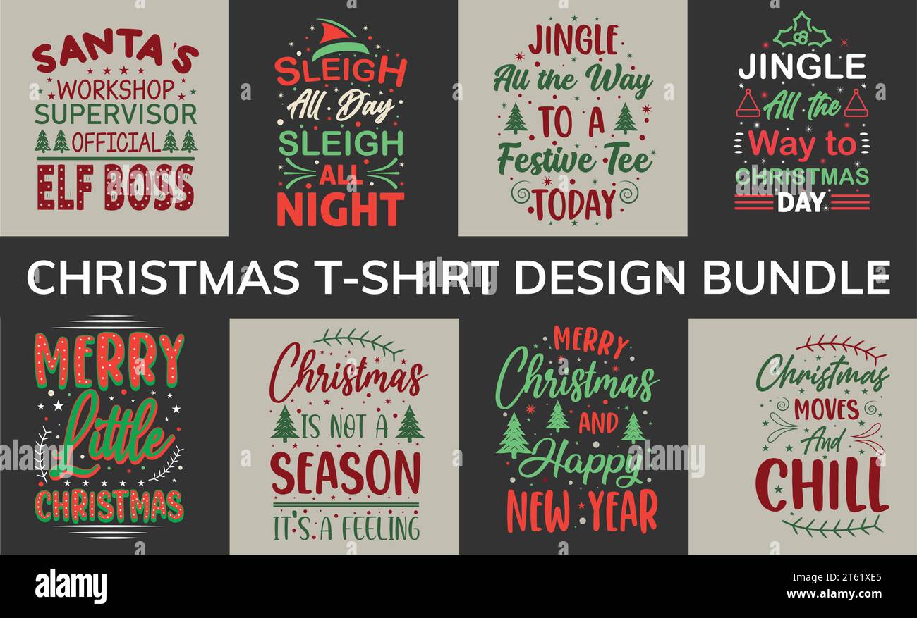 T-Shirt-Design mit Typografie und weihnachtlichem Design Stock Vektor